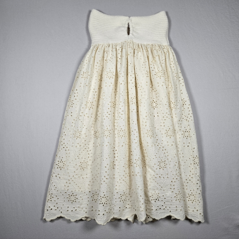 Zara Combination Embroidered Knit Dress Blogger Fave White Eyelet Mini M